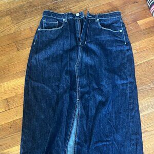 Blank NYC Dark Indigo Denim Maxi Skirt with Slit Size 29